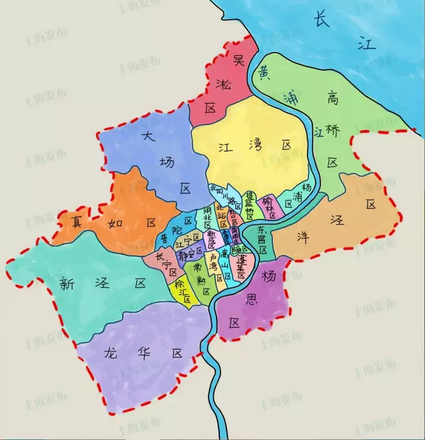 6张手绘图看懂上海60多年来行政区划变迁