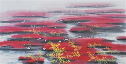 红海滩(中国画) 寇宗鄂作