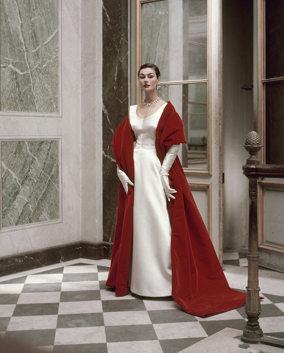 Cristobal Balenciaga, Evening Dress and Stole, photographed by Frances McLaughlin-Gill, 1952.jpg