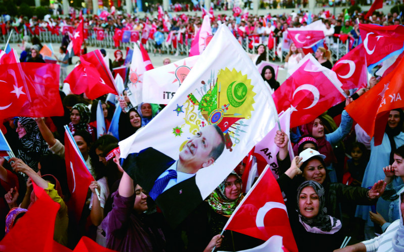2018年6月，埃尔多安的支持者在土耳其首都安卡拉庆祝正发党在大选中获胜。（图片来源：法新社）.jpg