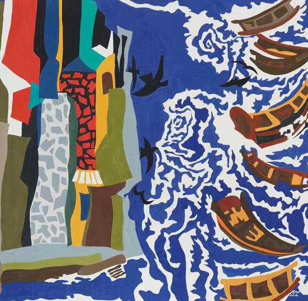 周满飞《渔村》(资料图片).jpg 周满飞《渔村》(资料图片).jpg