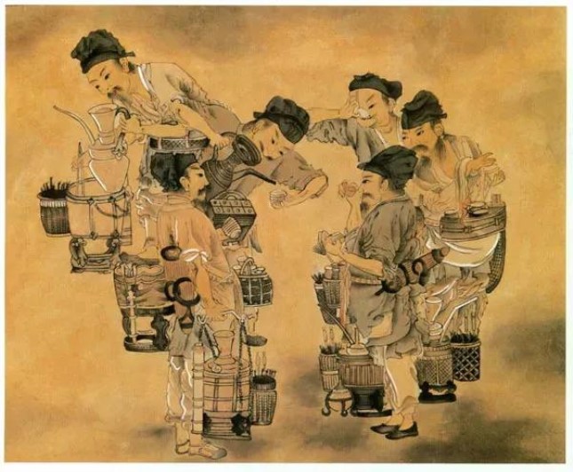 南宋刘松年《斗茶图》,描绘了街头小贩休息时斗茶的场景.jpg 南宋刘松年《斗茶图》,描绘了街头小贩休息时斗茶的场景.jpg